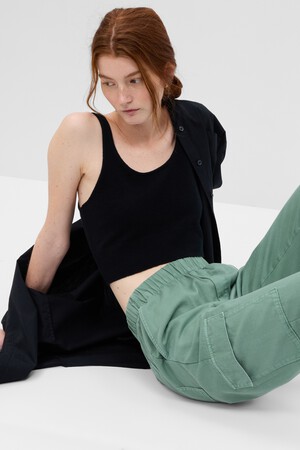 Mid Rise Twill Cargo Pants