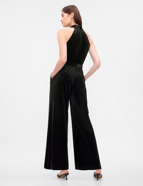 Recycled Velvet Wide-Leg Jumpsuit