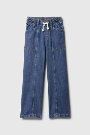 Kids Seamed Wide-Leg Pull-On Jeans