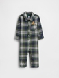 B FLANNEL PLAID EMBR BEAR 1PC