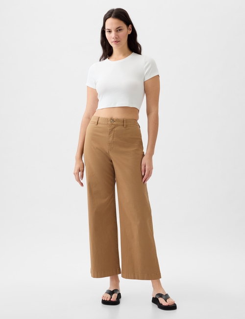 High Stride Wide-Leg Ankle Khakis