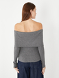 CashSoft Ribbed Off-Shoulder Sweater Top