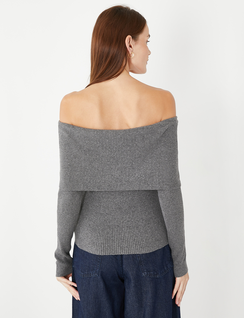 CashSoft Ribbed Off-Shoulder Sweater Top