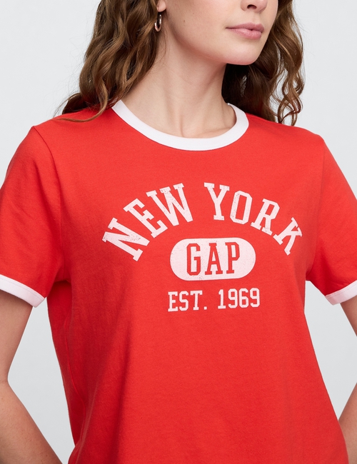 Shrunken Graphic Ringer T-Shirt