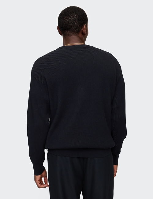 Oversized Fisherman-Stitch Crewneck Sweater