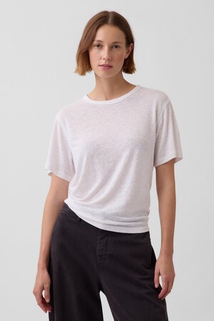 Linen-Blend Relaxed T-Shirt