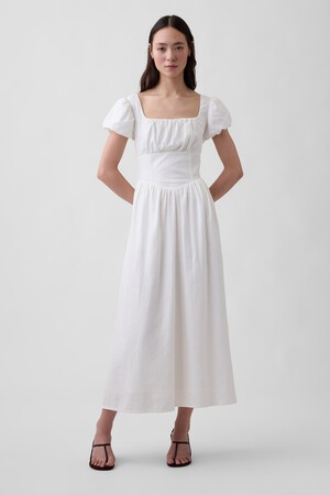 Linen-Blend Drop-Waist Maxi Dress
