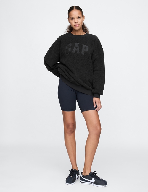 Oversized Sherpa Heart Logo Sweatshirt