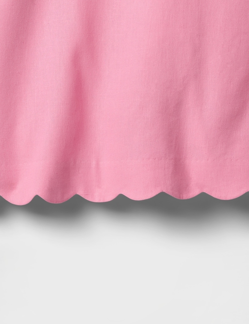Linen-Blend Scalloped Mini Skort