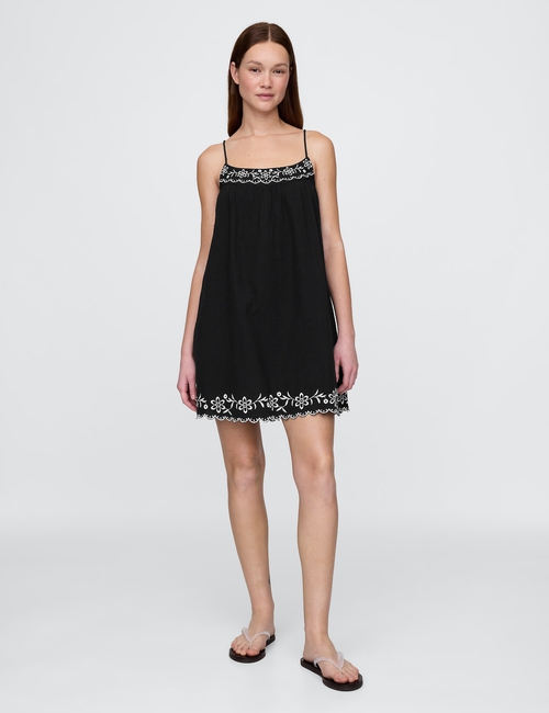 Cotton Gauze Embroidered Swing Dress