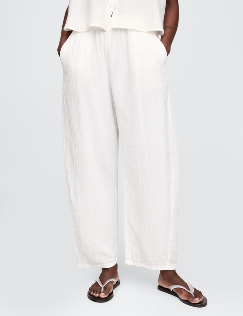Crinkle Gauze Easy Barrel Pants