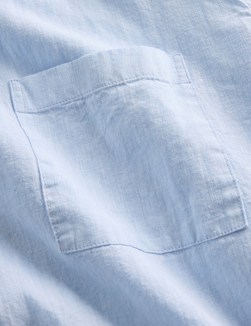 Linen-Cotton Relaxed Straight-Hem Shirt