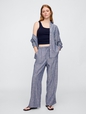 Mid Rise Linen-Blend Pull-On Wide-Leg Pants