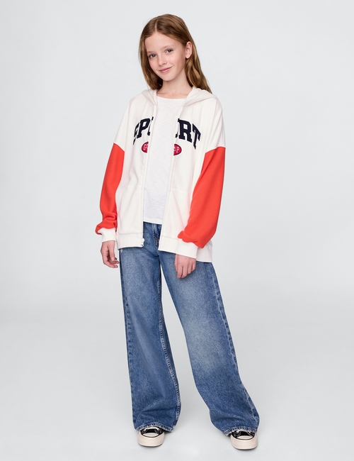 Kids Vintage Soft Full-Zip Sport Logo Hoodie