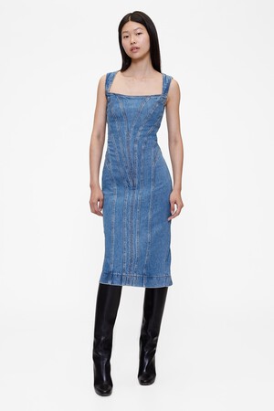 GAP STUDIO SEAMED DENIM BACK ZIP DRESS