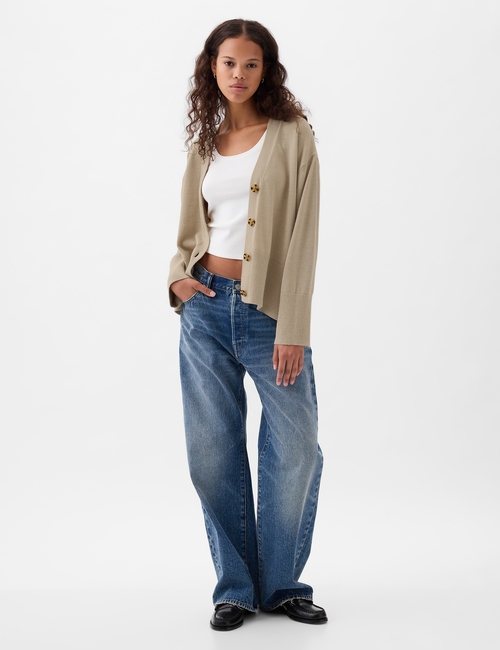 24/7 Split-Hem Linen-Blend Oversized Cardigan