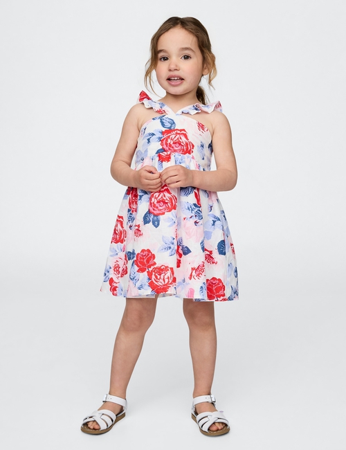 Baby & Toddler Linen-Cotton Flutter V-Neck Dress