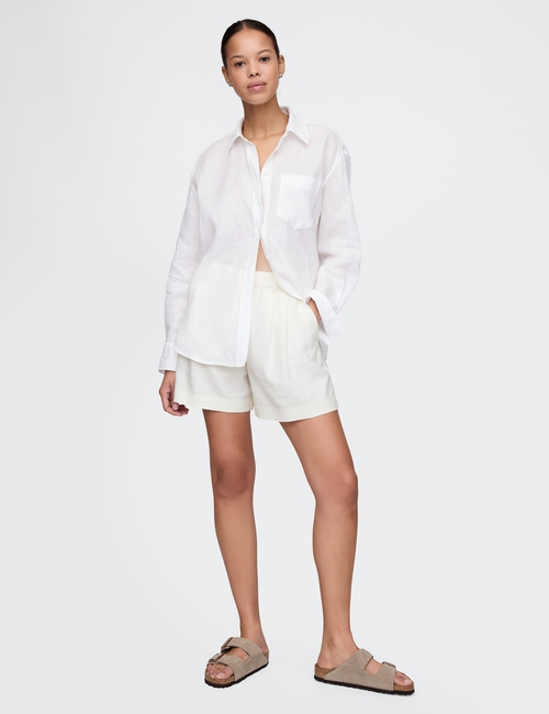 365 High Rise Linen-Blend Shorts