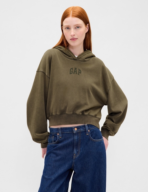 VintageSoft Crop Logo Hoodie