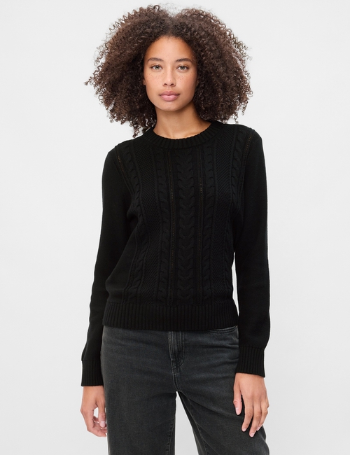 Cable-Knit Crewneck Sweater