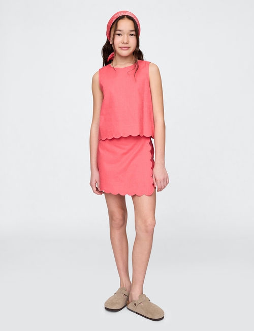 Kids Linen-Cotton Scalloped Top