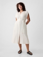 Crinkle Gauze Belted Midi Dress