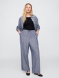 Mid Rise Linen-Blend Pull-On Wide-Leg Pants