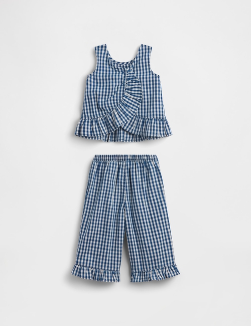 DENIM RUFFLE TANK X WIDE LEG SET