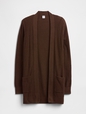 Relaxed Shaker-Stitch Open-Front Cardigan