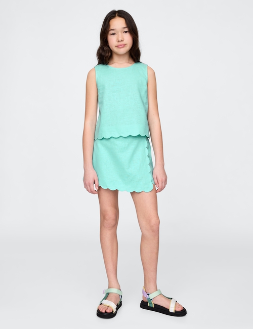 Kids Linen-Cotton Scalloped Top