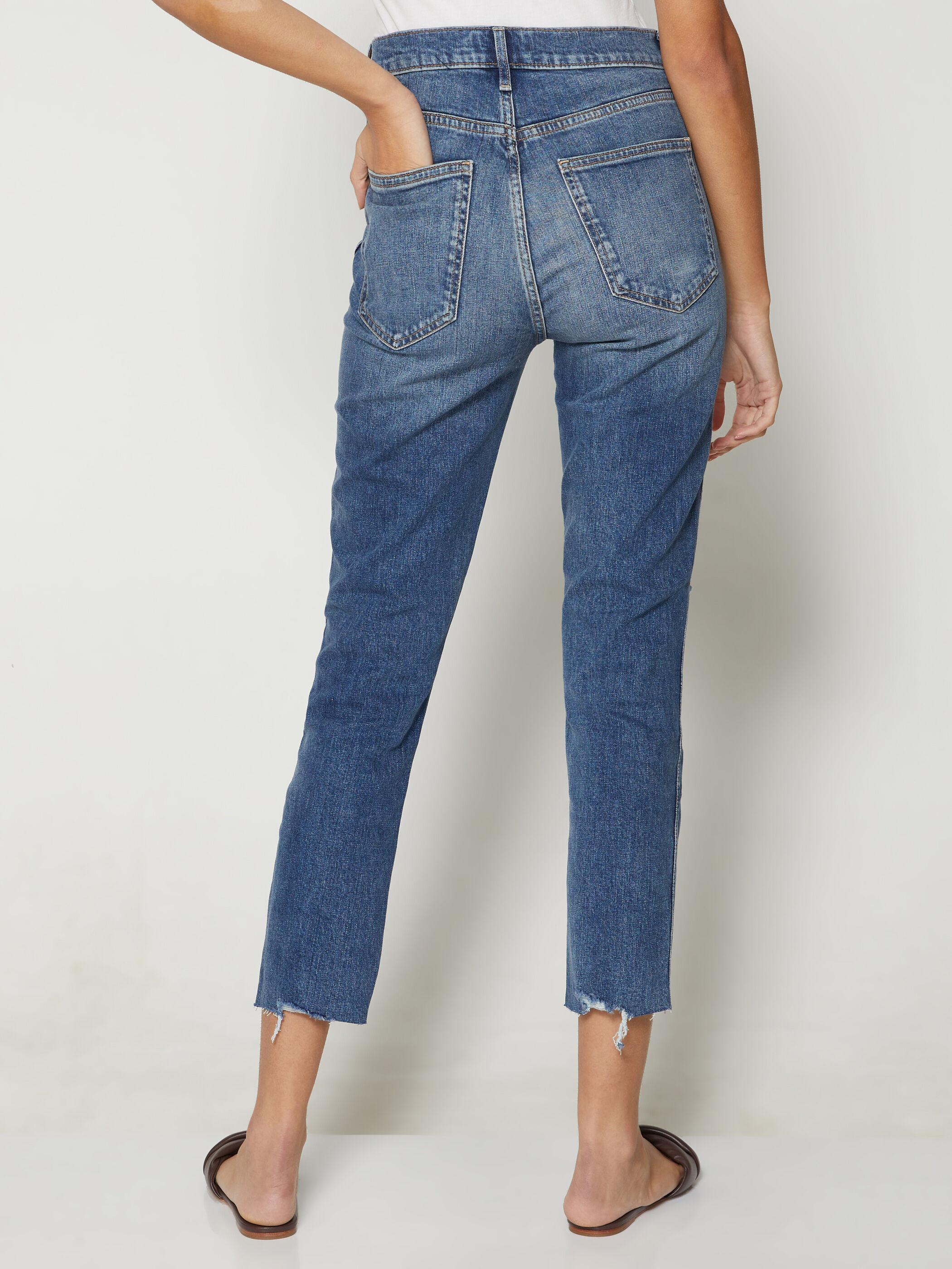 Shop High Rise Destructed Cigarette Jeans With Washwell\u0026#153 for Women | GAP  UAE