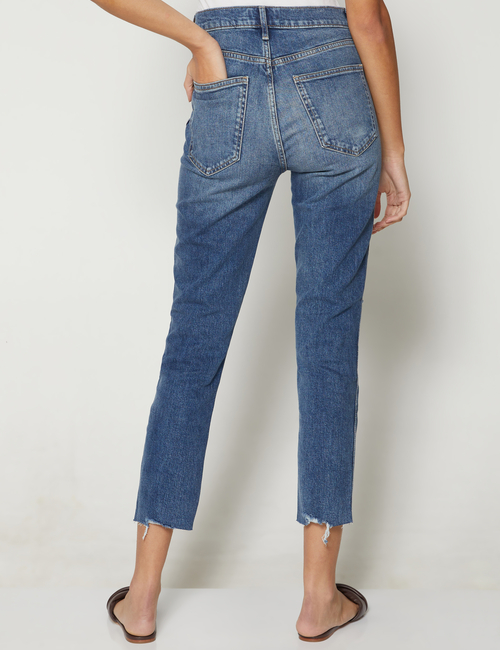 High Rise Destructed Cigarette Jeans With Washwell&#153