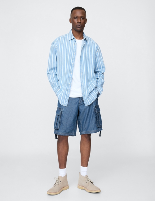 11" Baggy Denim Cargo Shorts