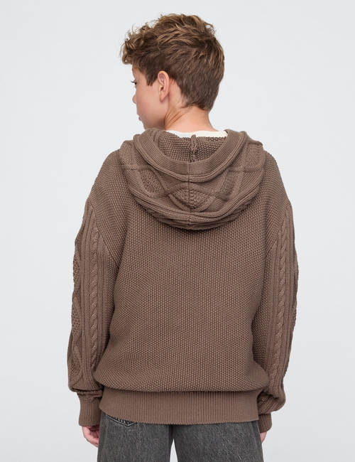 Kids Hooded Cable-Knit Sweater