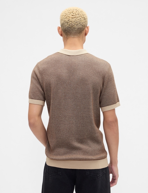 V-SS BIRDSEYE POLO SWEATER