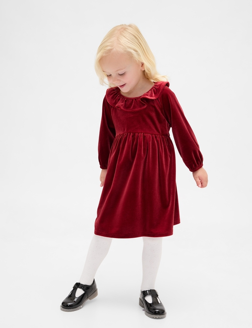 Baby & Toddler Velour Ruffle Collar Dress