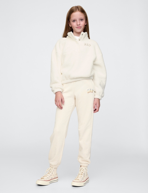 Kids Recycled Relaxed Sherpa Quarter-Snap Sweatshirt