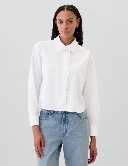 Classic Cropped Poplin Ruffle Shirt