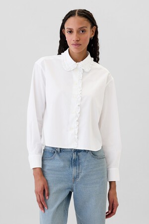 Classic Cropped Poplin Ruffle Shirt