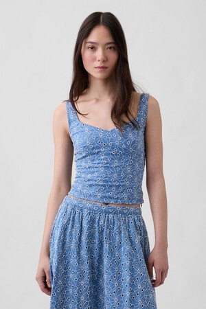 Eyelet Crop Bustier Top
