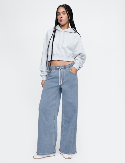 Mid Rise Knit Easy Baggy Jeans
