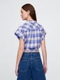 Linen-Blend Cropped Tie-Front Shirt