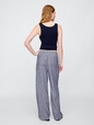 Mid Rise Linen-Blend Pull-On Wide-Leg Pants
