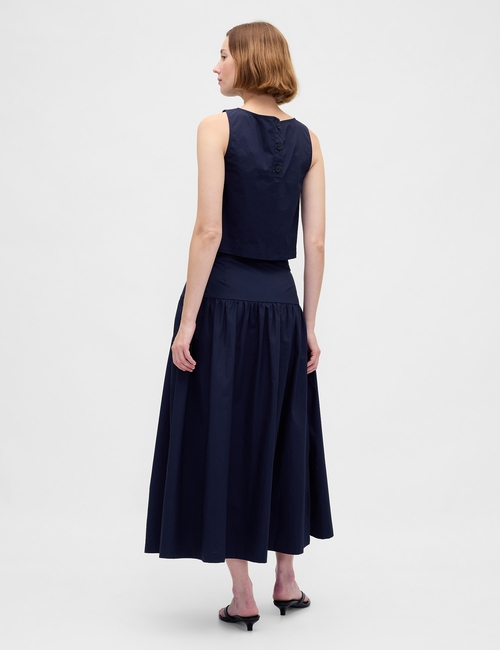 Poplin Drop-Waist Maxi Skirt