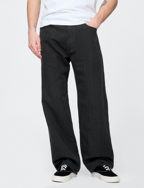 Linen-Cotton '90s Loose Herringbone Pants