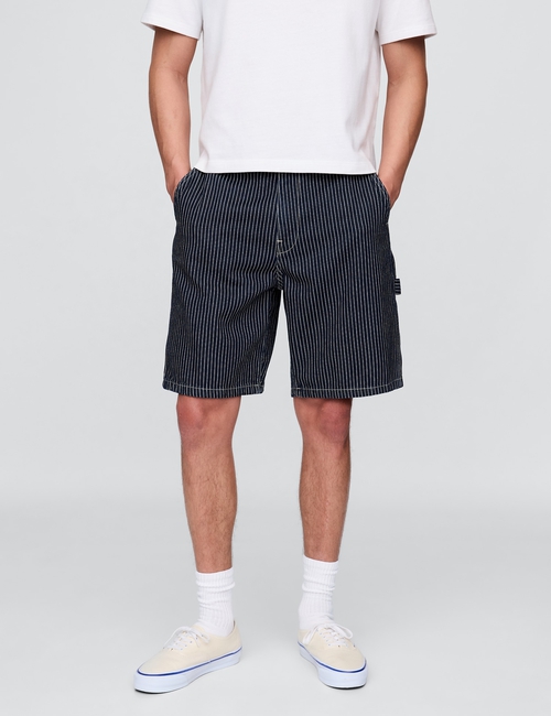'90s Loose Denim Stripe Carpenter Shorts