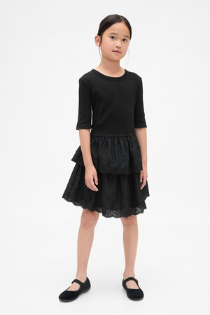 Kids Mixed Media Eyelet Dress