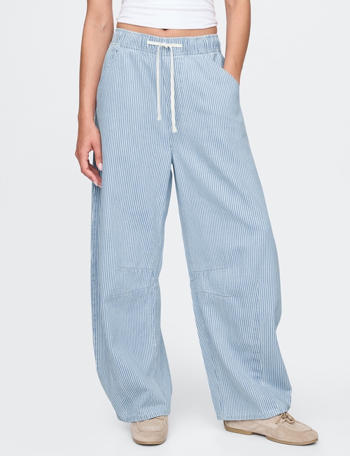 Mid Rise UltraSoft Denim Stripe Easy Horseshoe Jeans