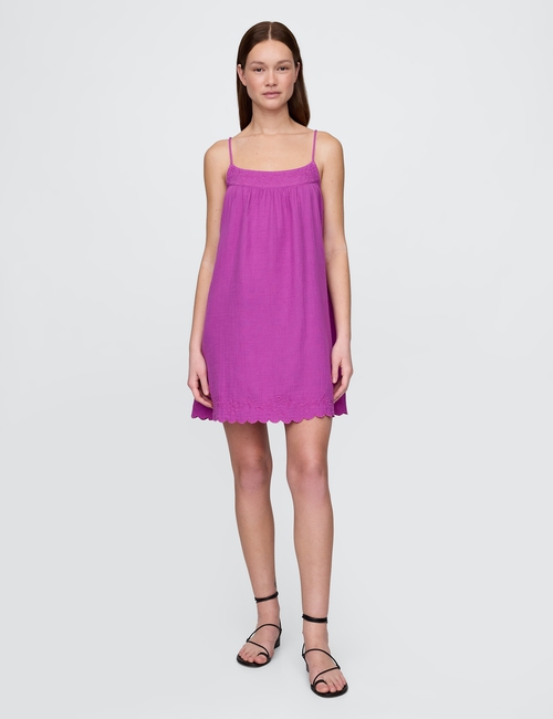 Cotton Gauze Embroidered Swing Dress