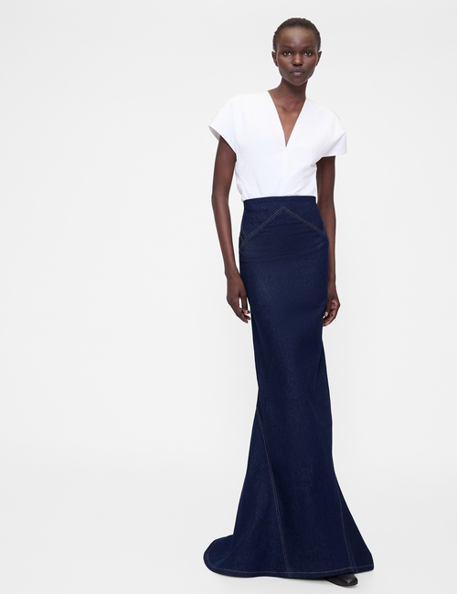 GAP STUDIO SEAMED DENIM HIGH WAISTED MAXI SKIRT